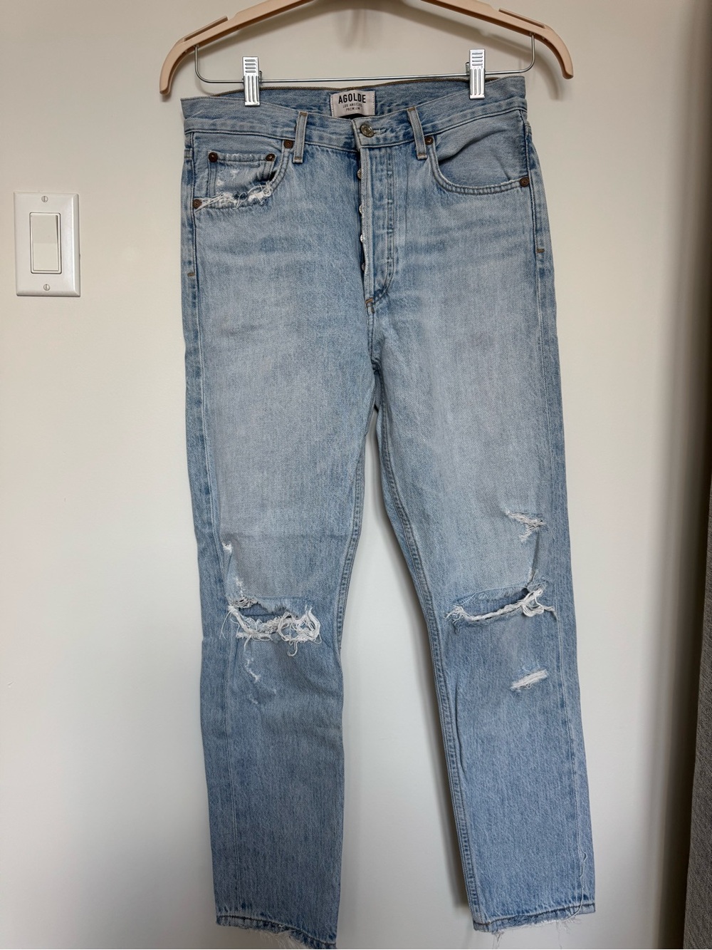 Agolde Light Blue Ripped Jeans